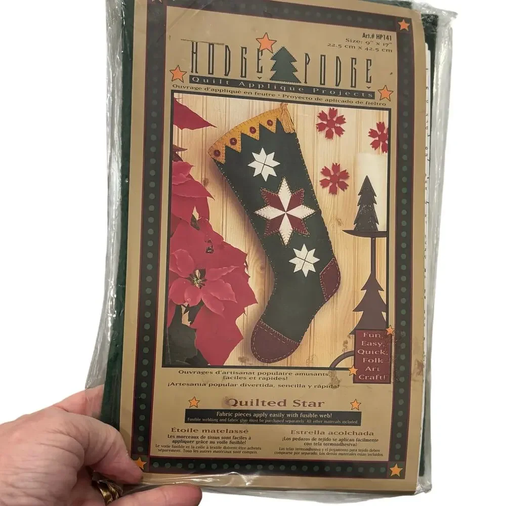Hodge Podge craft kit #HP141 quilted star Christmas stocking country folk art